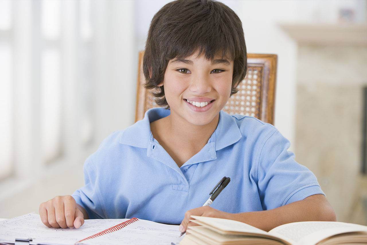 studying reading boy